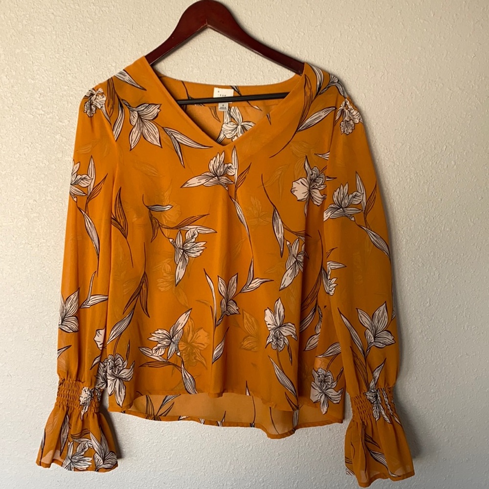A new day floral sheer blouse